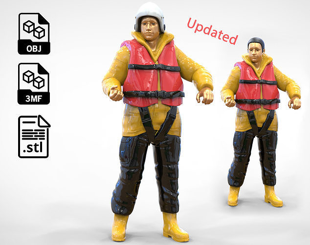 N1  Royal National Lifeboat Institution RNLI Rescue crew 3D print model