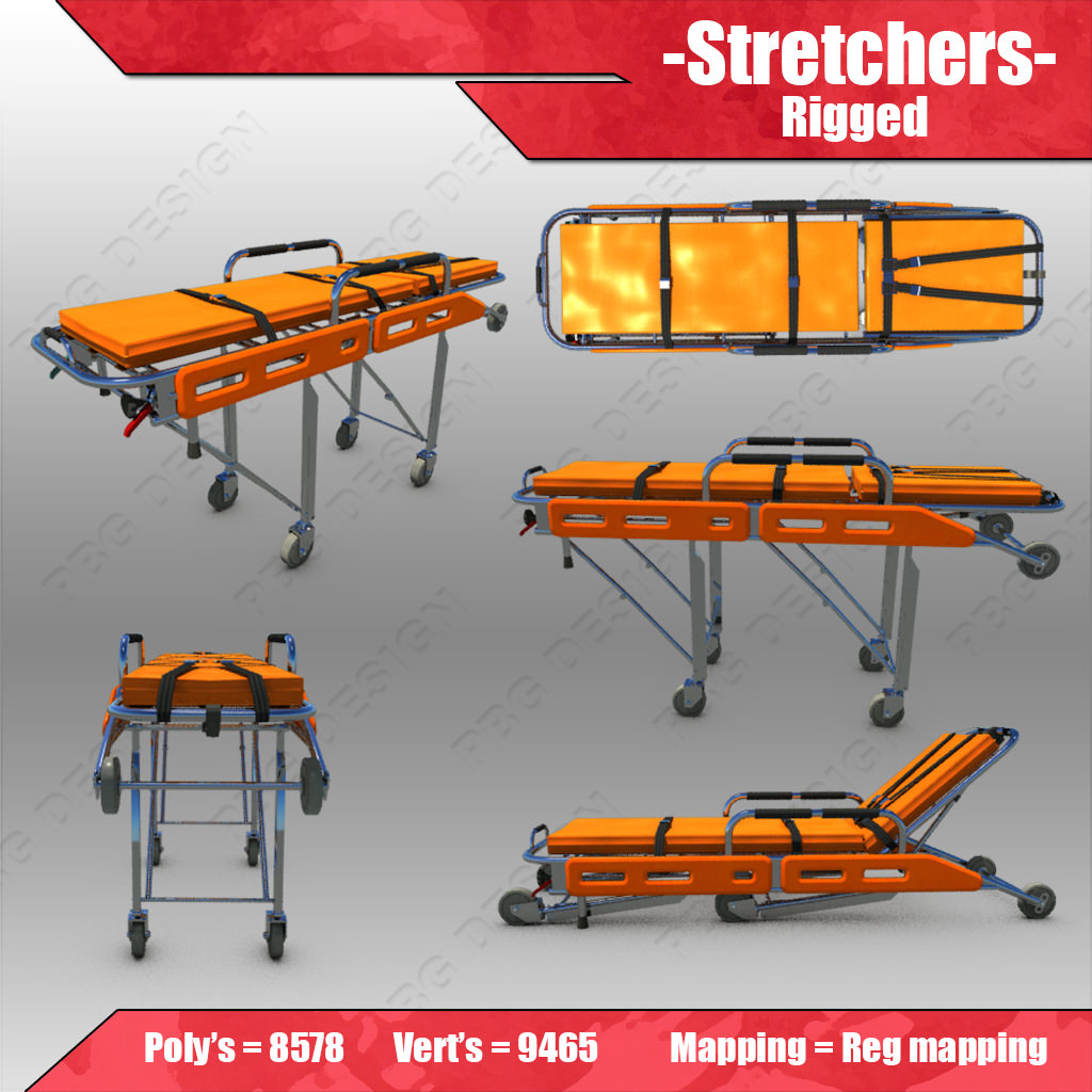 Stretchers Gurneys 3D model_5