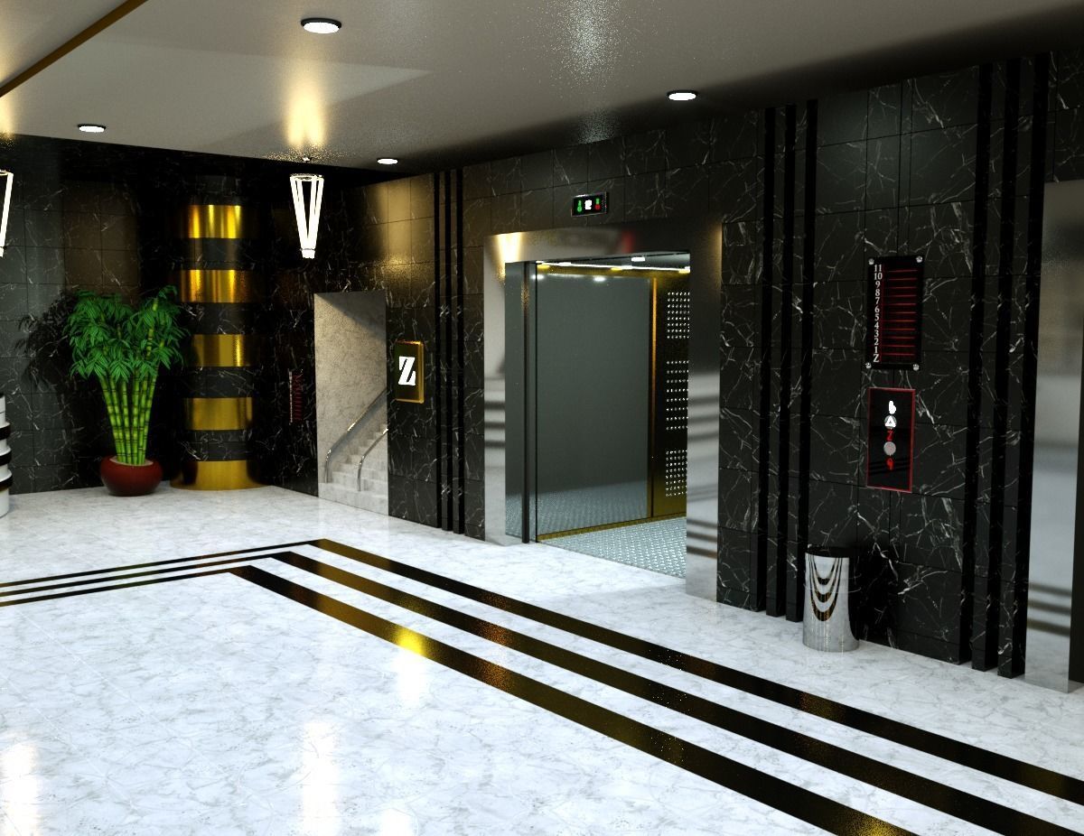 3d fantastic hotel lobi model 3D model_1