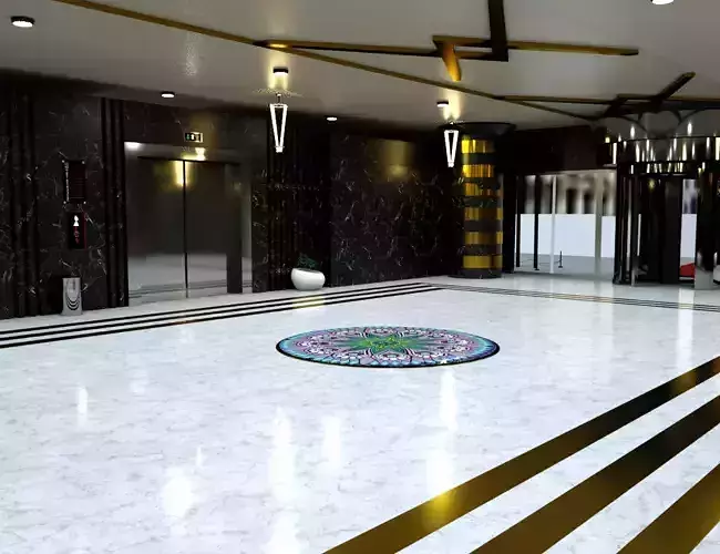 3d fantastic hotel lobi model