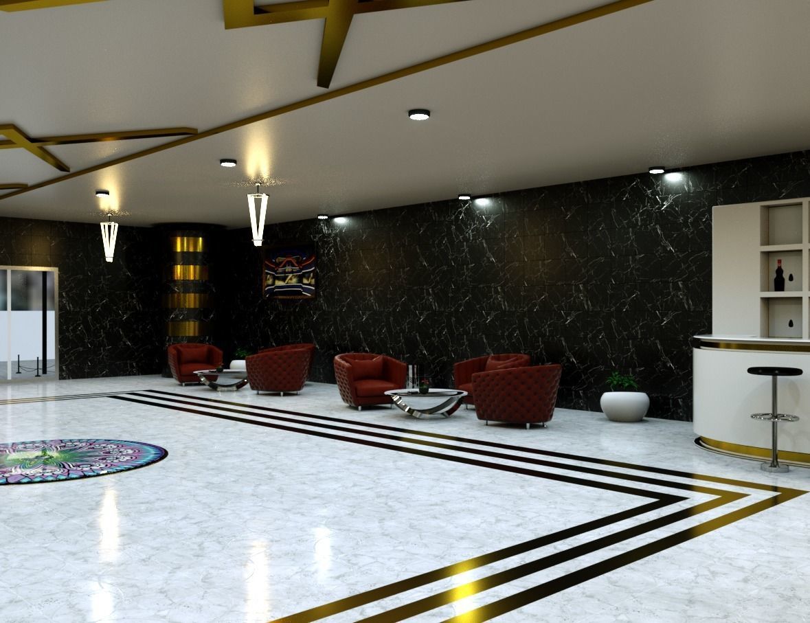 3d fantastic hotel lobi model 3D model_4