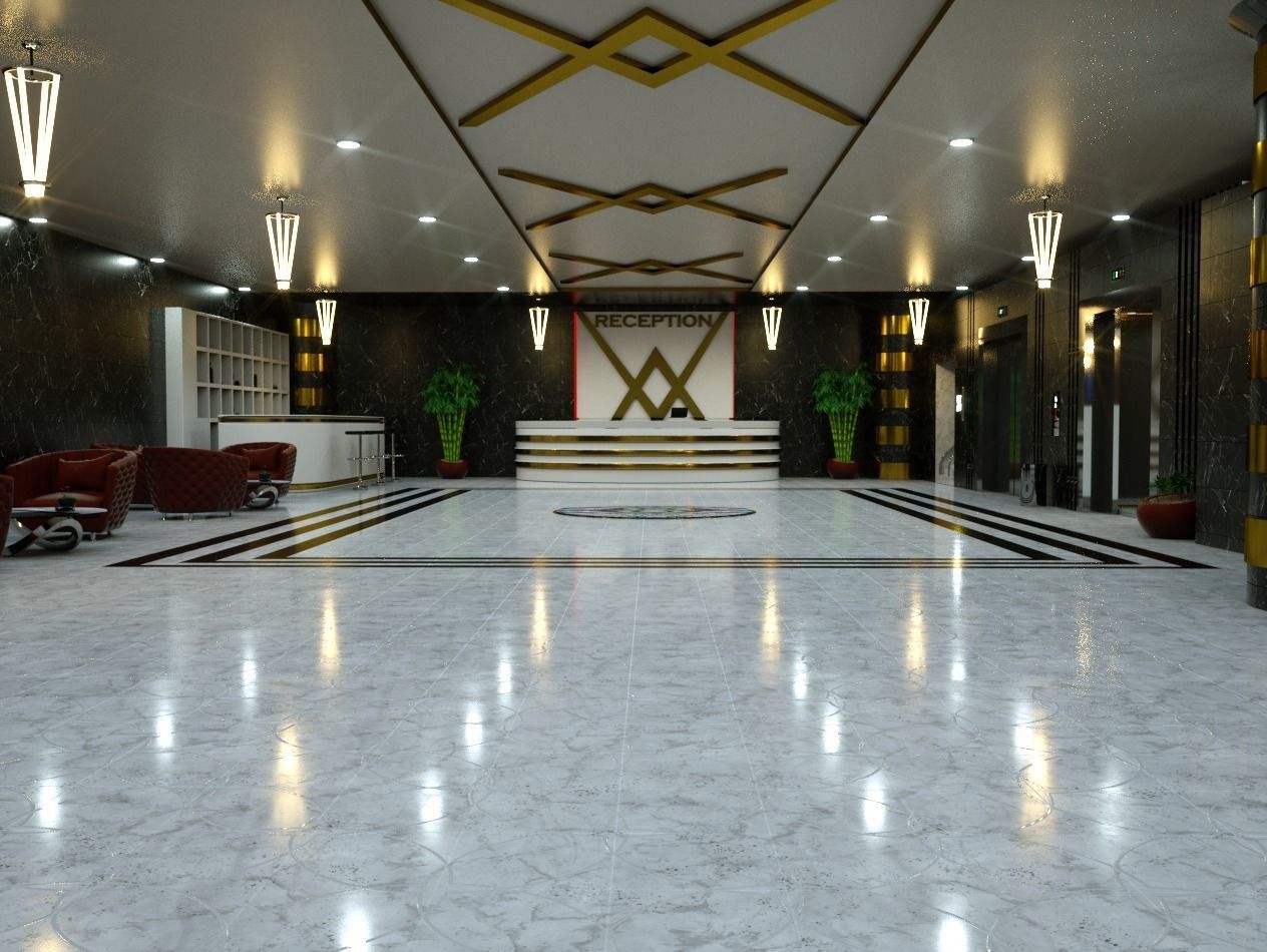 3d fantastic hotel lobi model 3D model_6