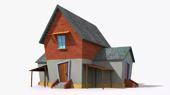 Cartoon House k Low-poly 3D model