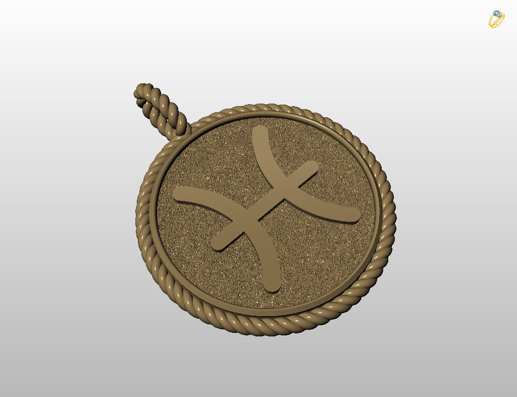 Pisces Zodiac Sign Pendant 3D print model_27