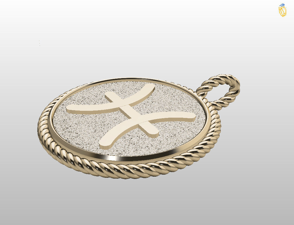 Pisces Zodiac Sign Pendant 3D print model_6