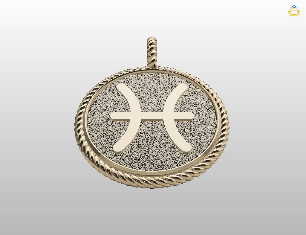 Pisces Zodiac Sign Pendant 3D print model_14