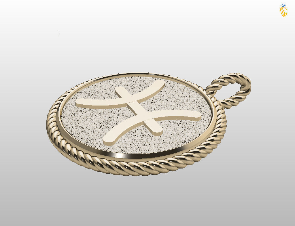 Pisces Zodiac Sign Pendant 3D print model_12