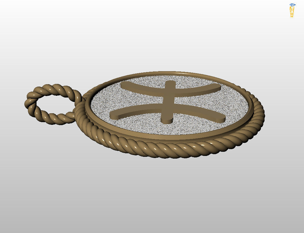 Pisces Zodiac Sign Pendant 3D print model_26