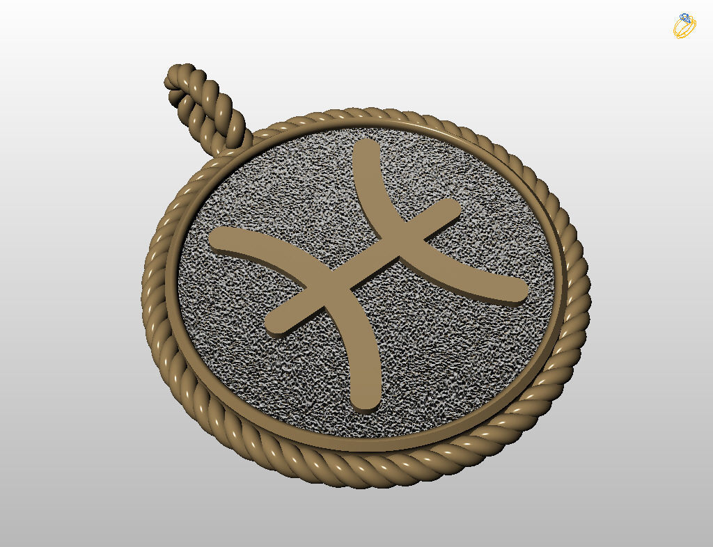 Pisces Zodiac Sign Pendant 3D print model_25