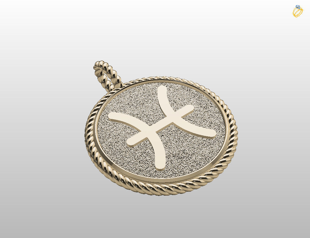 Pisces Zodiac Sign Pendant 3D print model_11