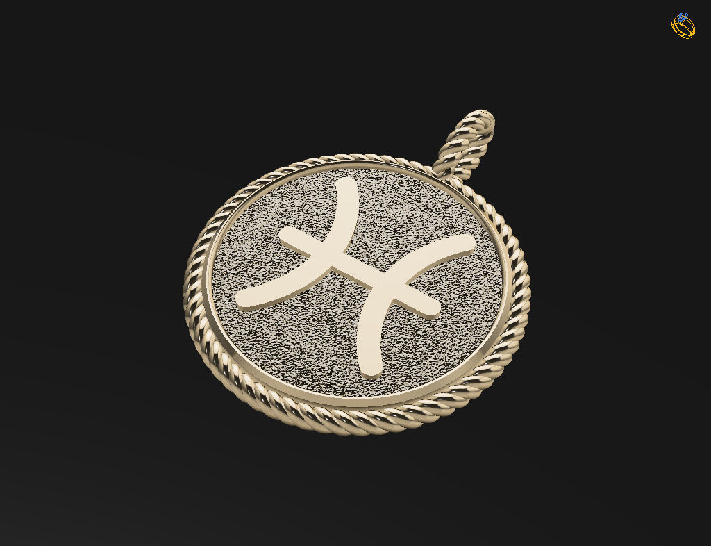 Pisces Zodiac Sign Pendant 3D print model_5
