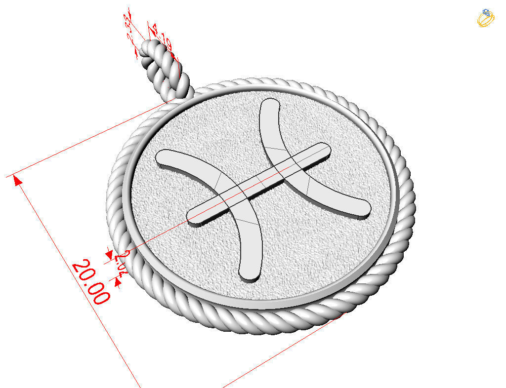Pisces Zodiac Sign Pendant 3D print model_23