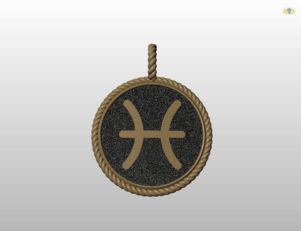 Pisces Zodiac Sign Pendant 3D print model_24