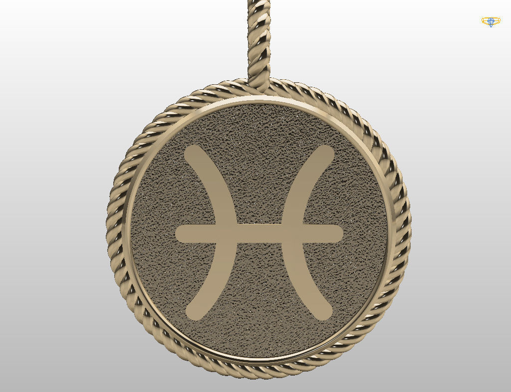 Pisces Zodiac Sign Pendant 3D print model_28
