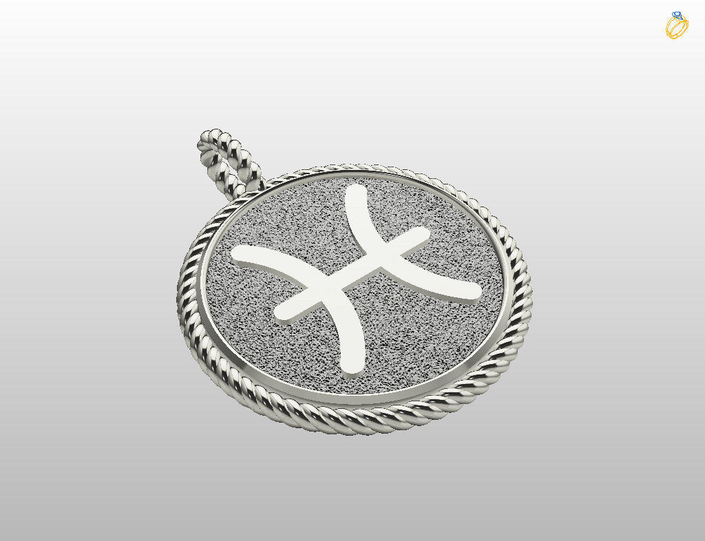 Pisces Zodiac Sign Pendant 3D print model_15