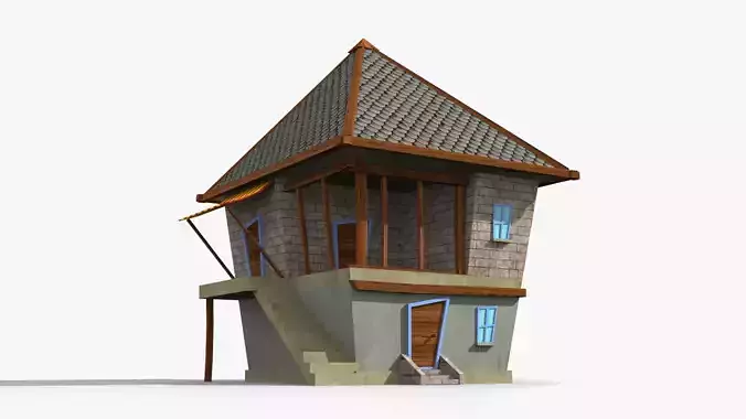 Cartoon House m Low-poly 3D model