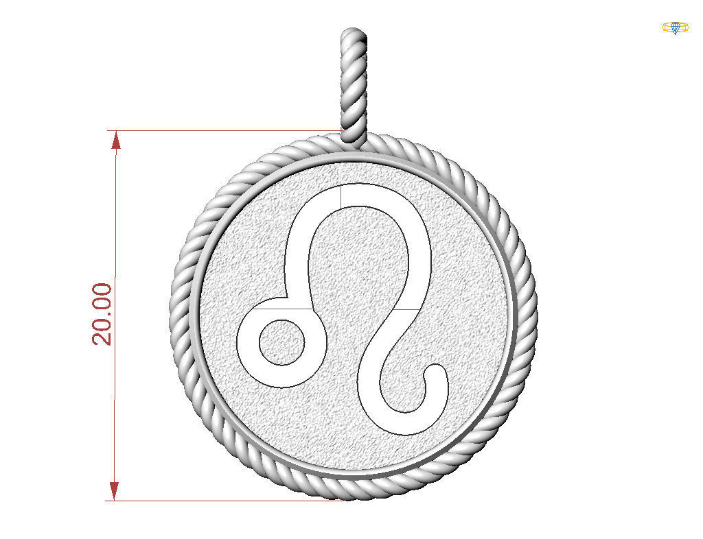 Leo Zodiac Sign Pendant 3D print model_19