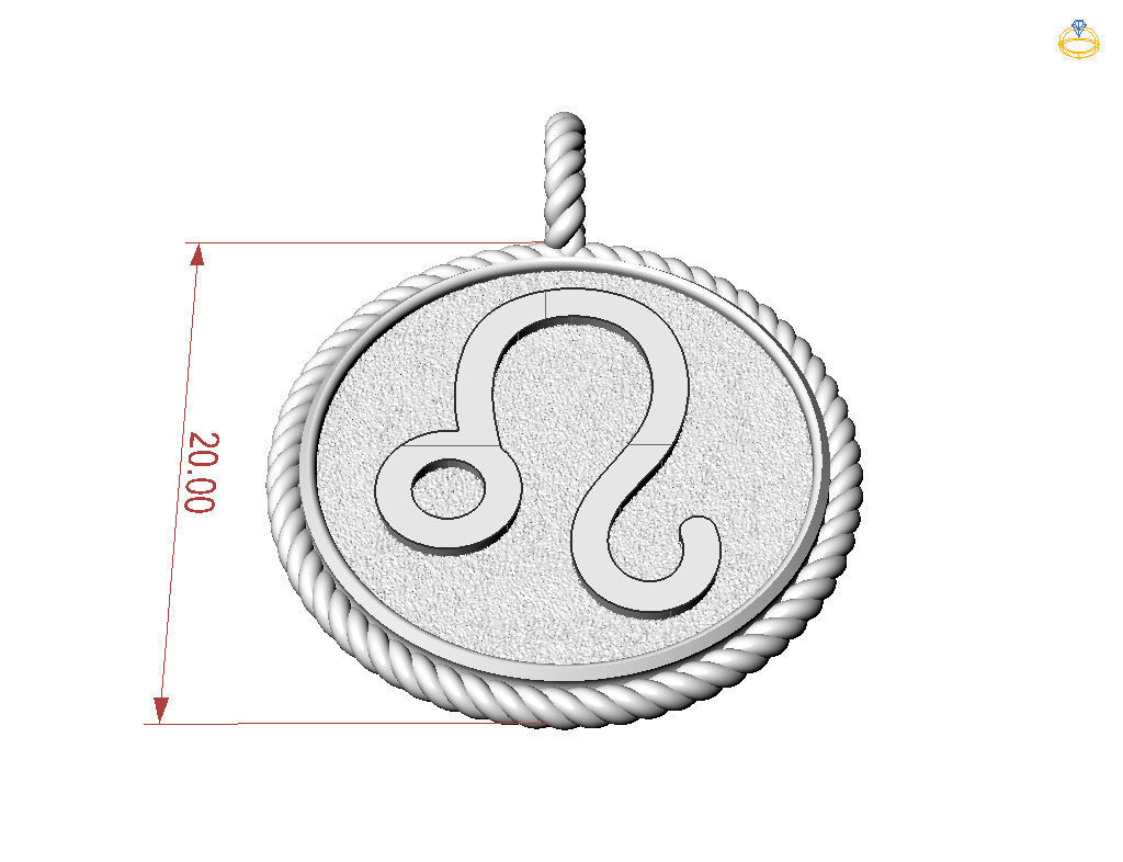 Leo Zodiac Sign Pendant 3D print model_20