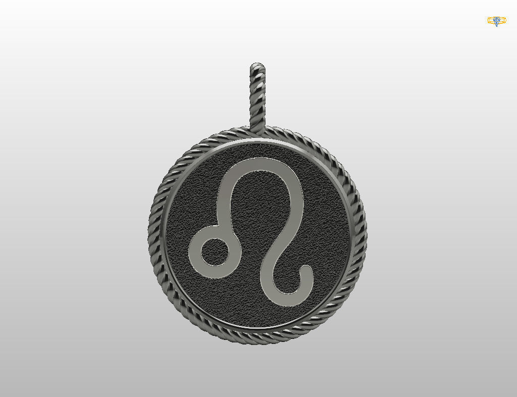Leo Zodiac Sign Pendant 3D print model_26