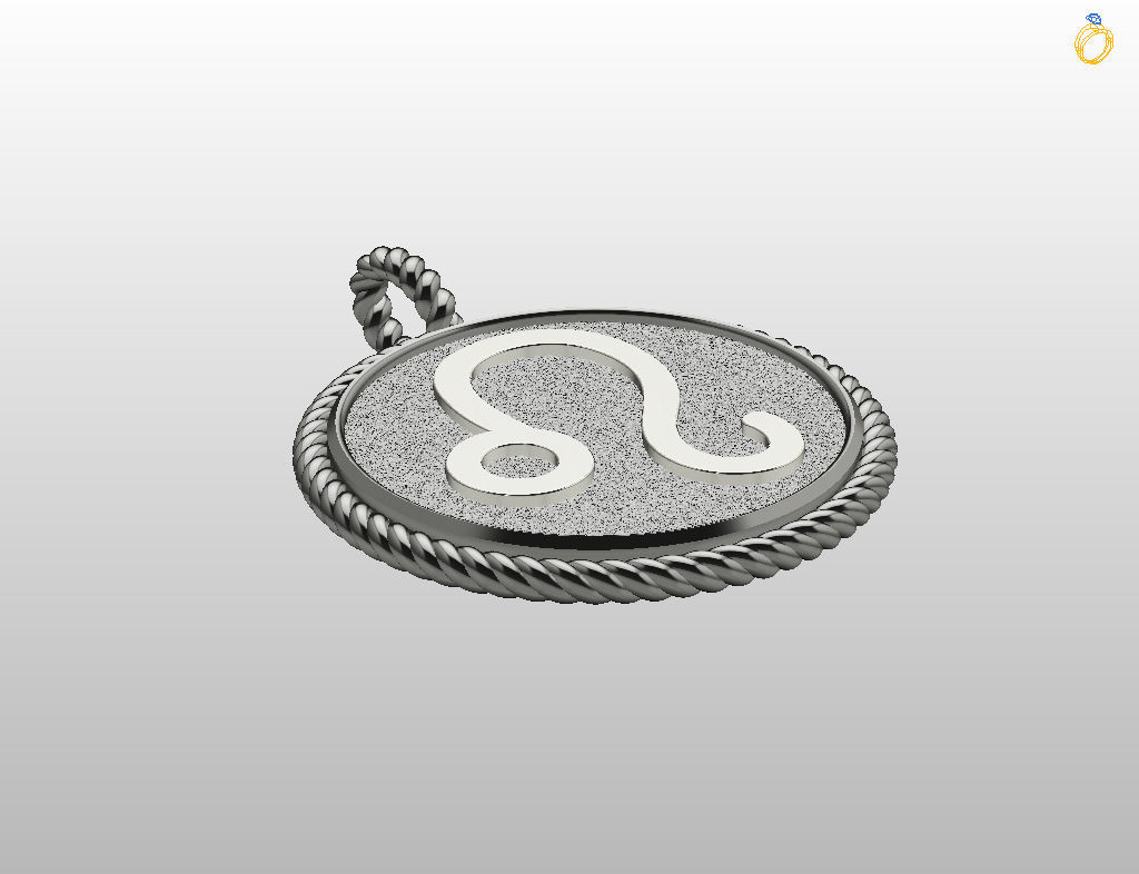 Leo Zodiac Sign Pendant 3D print model_29