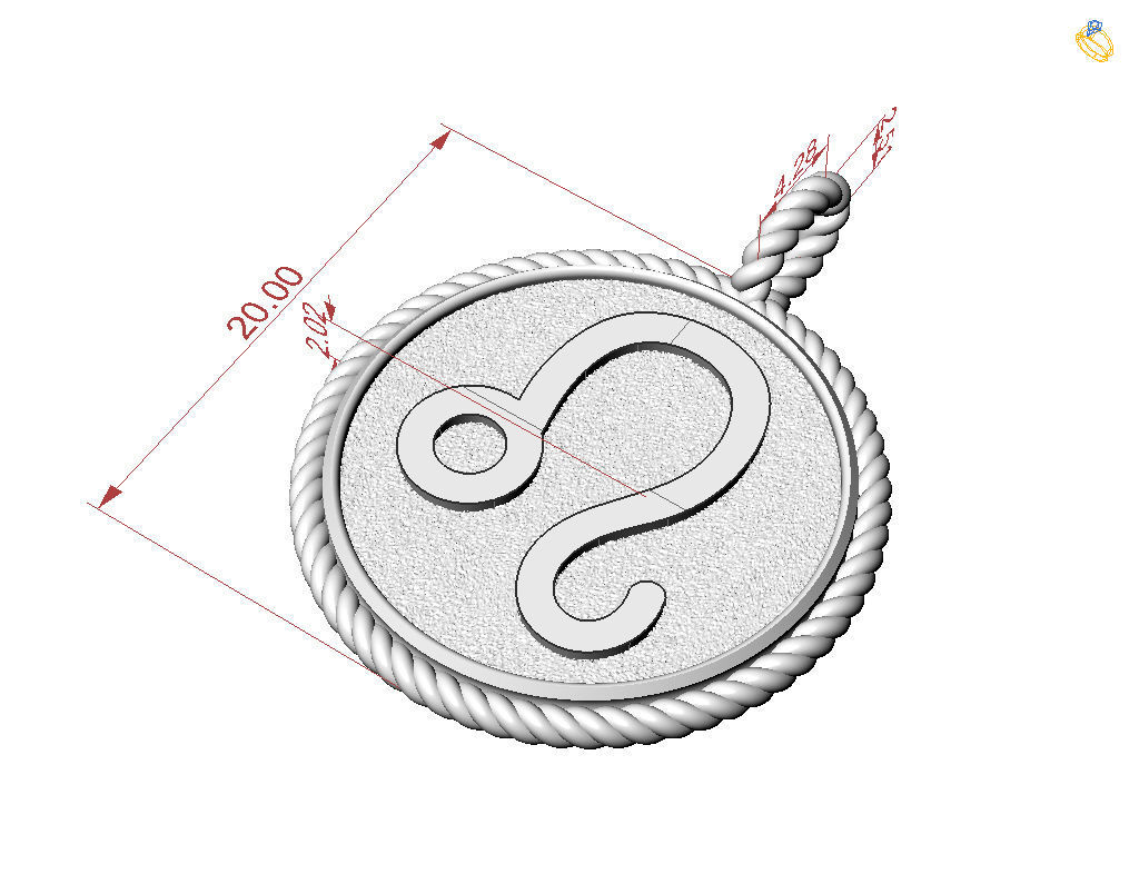 Leo Zodiac Sign Pendant 3D print model_18