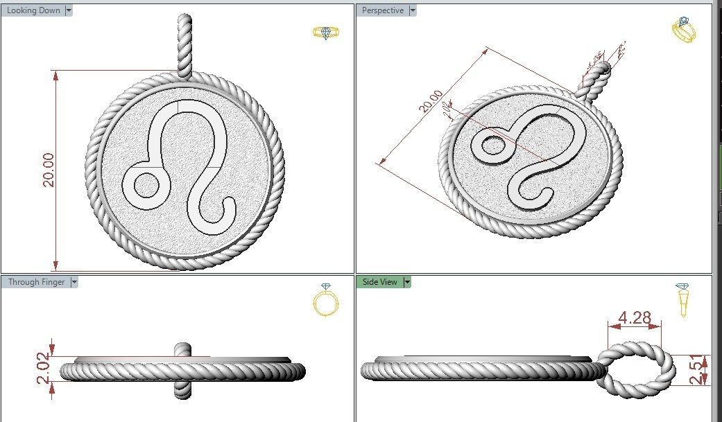 Leo Zodiac Sign Pendant 3D print model_1