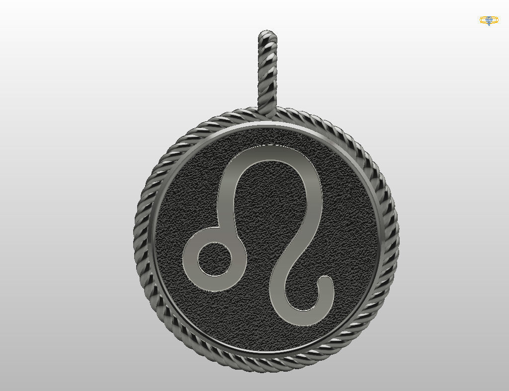 Leo Zodiac Sign Pendant 3D print model_30