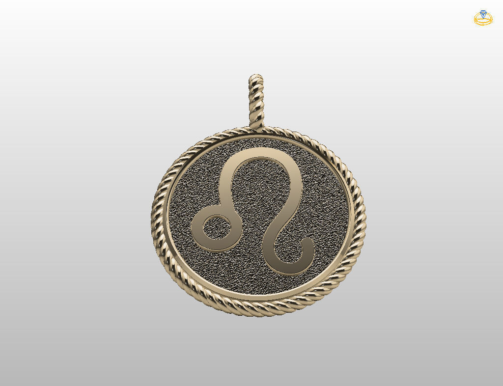 Leo Zodiac Sign Pendant 3D print model_21