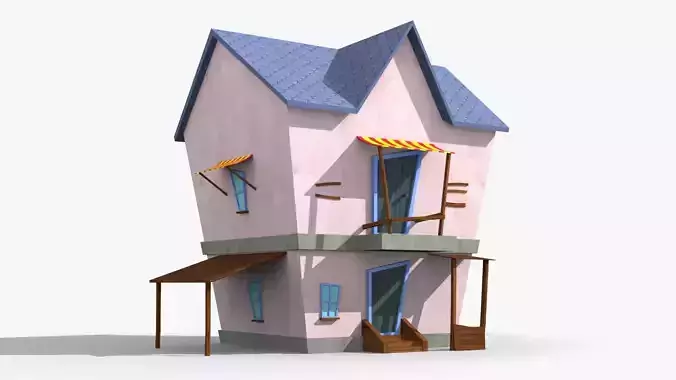 Cartoon House  p  Low-poly 3D model