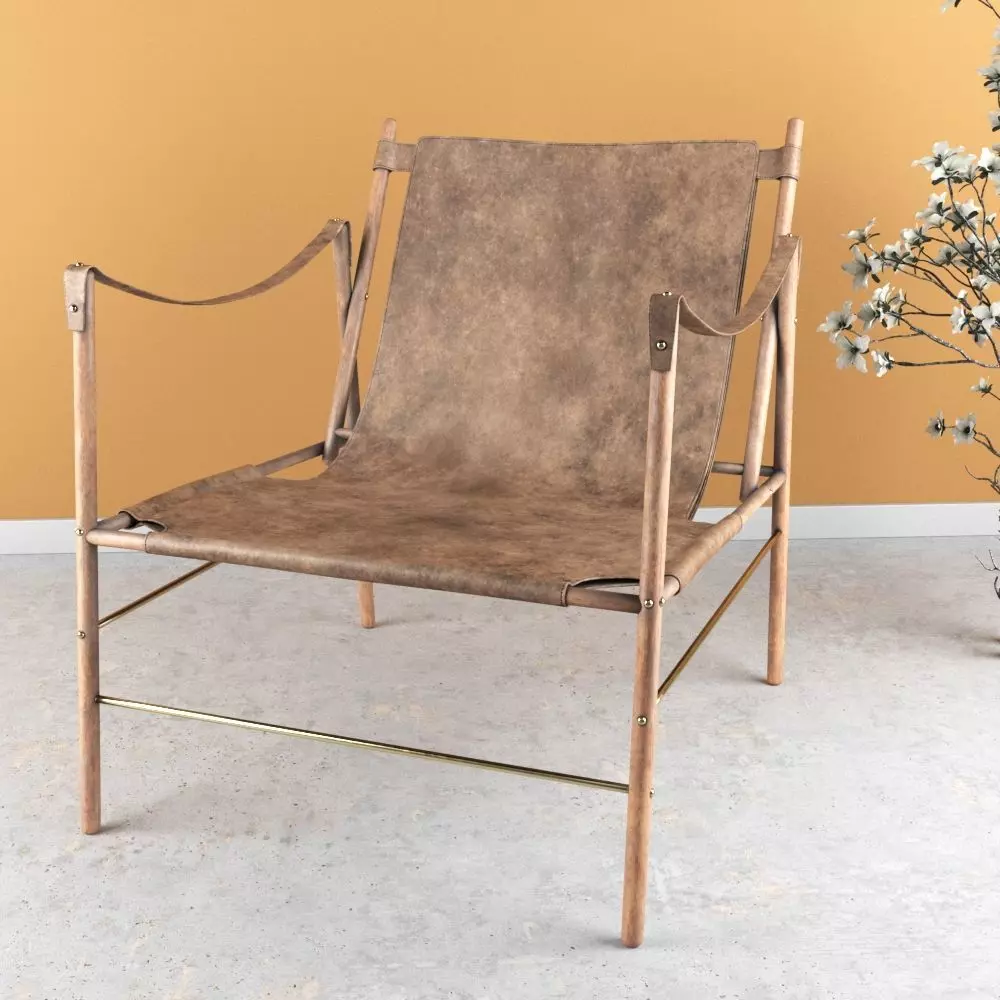 StantonChair lounge chair in tan leather 3D model_0