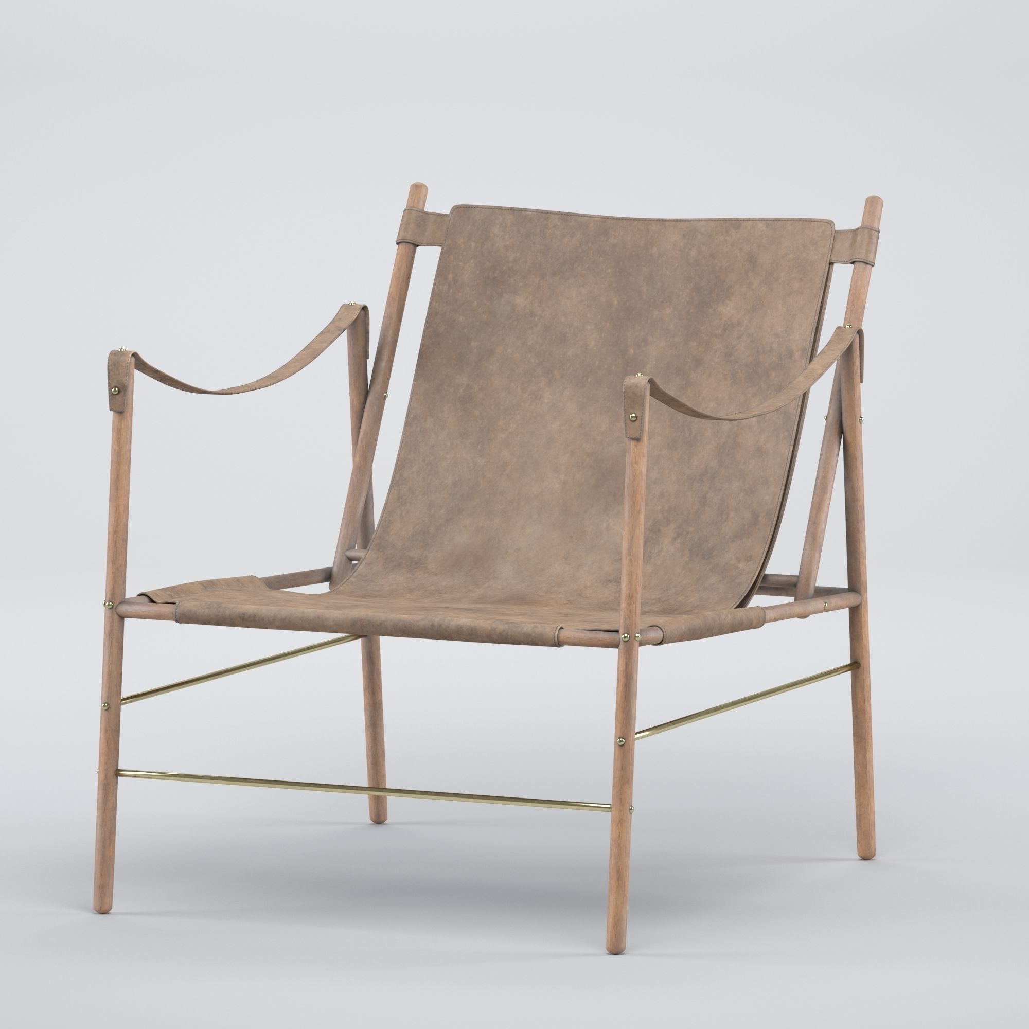 StantonChair lounge chair in tan leather 3D model_2