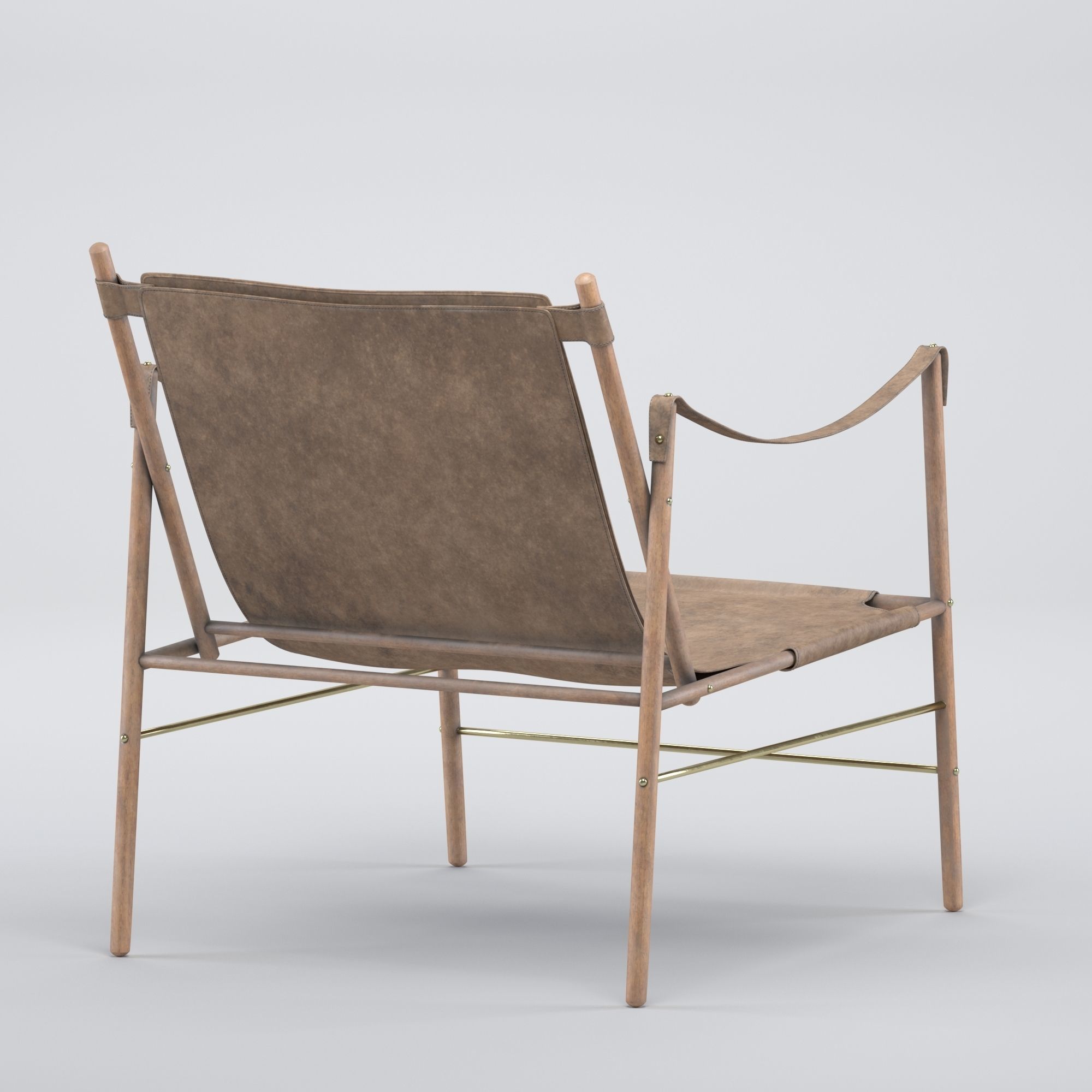 StantonChair lounge chair in tan leather 3D model_3