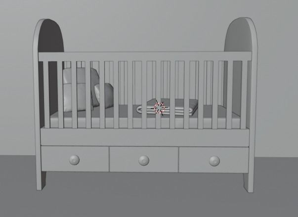 Baby cot 3D model_3