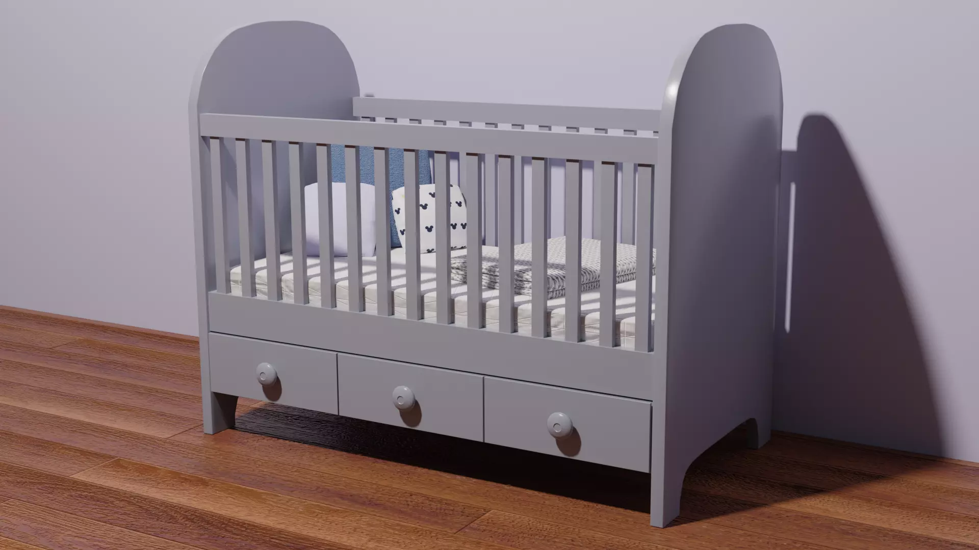 Baby cot 3D model_0