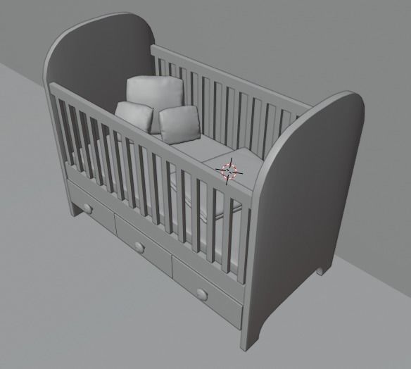 Baby cot 3D model_4