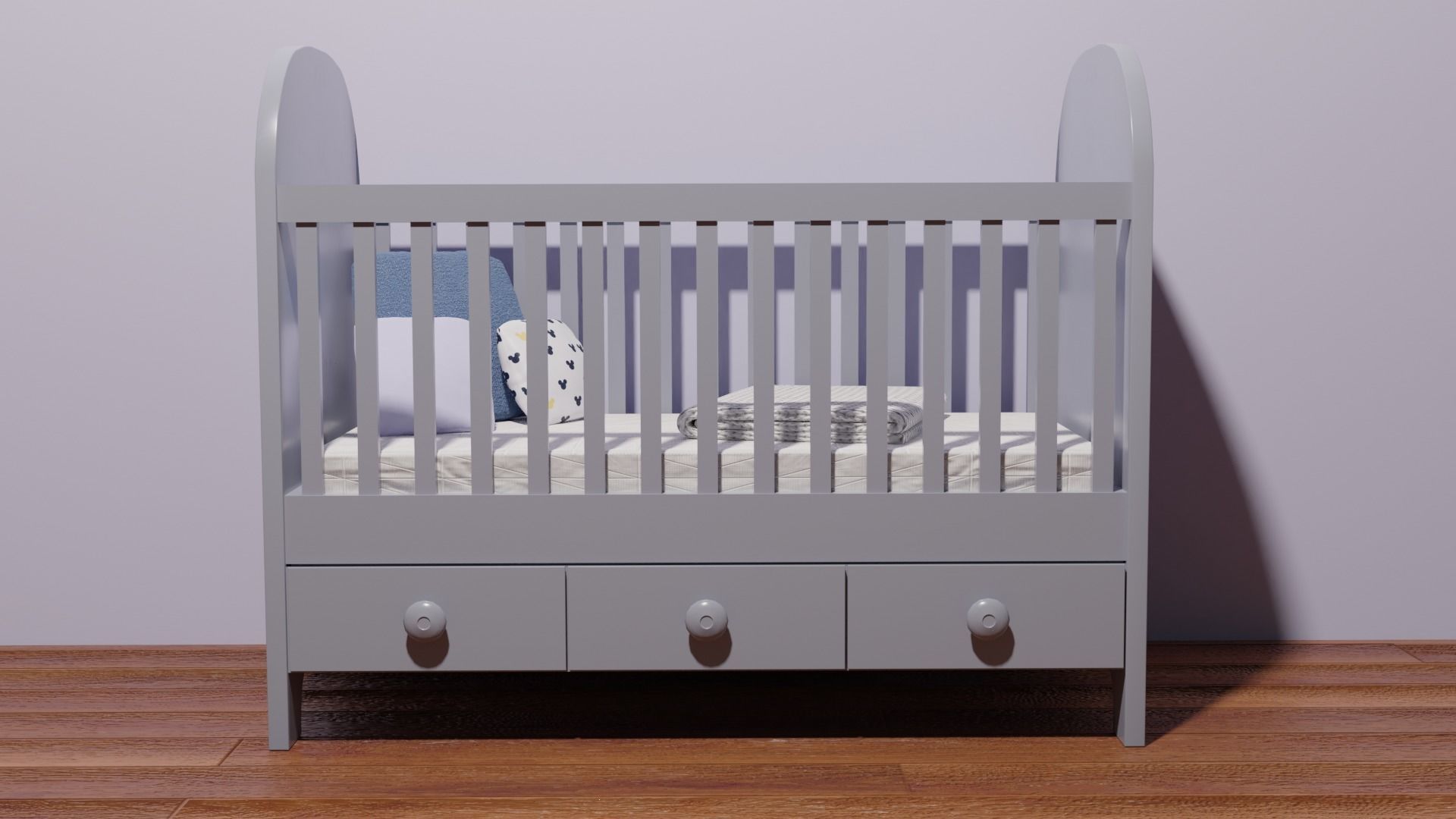 Baby cot 3D model_2