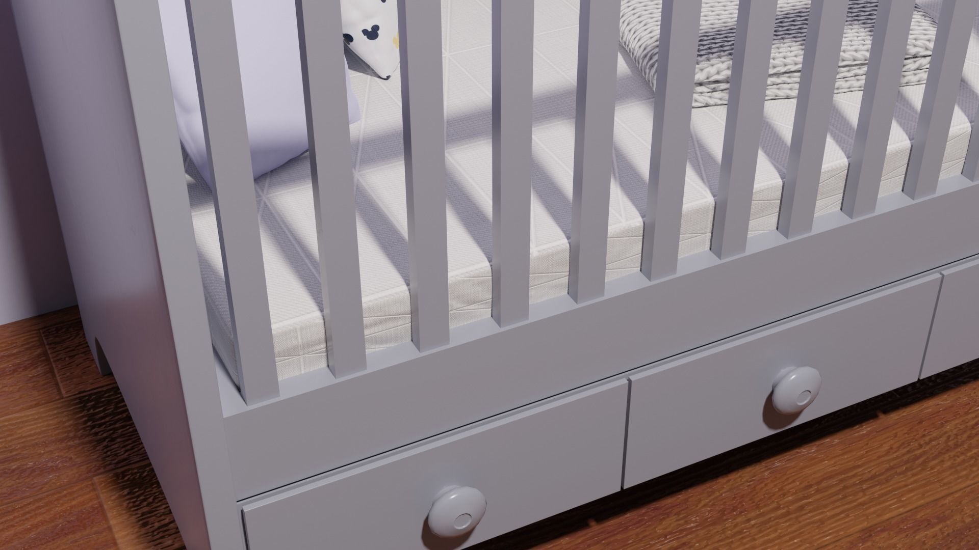 Baby cot 3D model_1