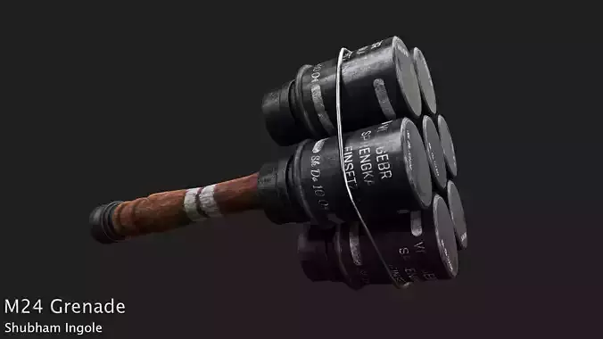 M24 Grenade 3D Model with Textures Low-poly 3D model