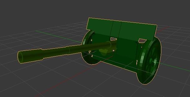 military cannon Low-poly 3D model_1