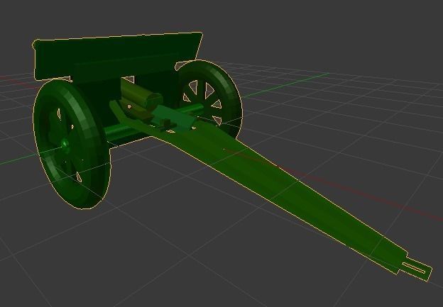 military cannon Low-poly 3D model_2