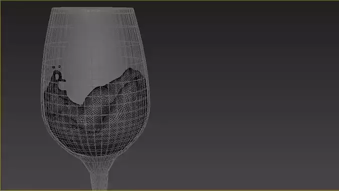 wine glass with liquid 3D model