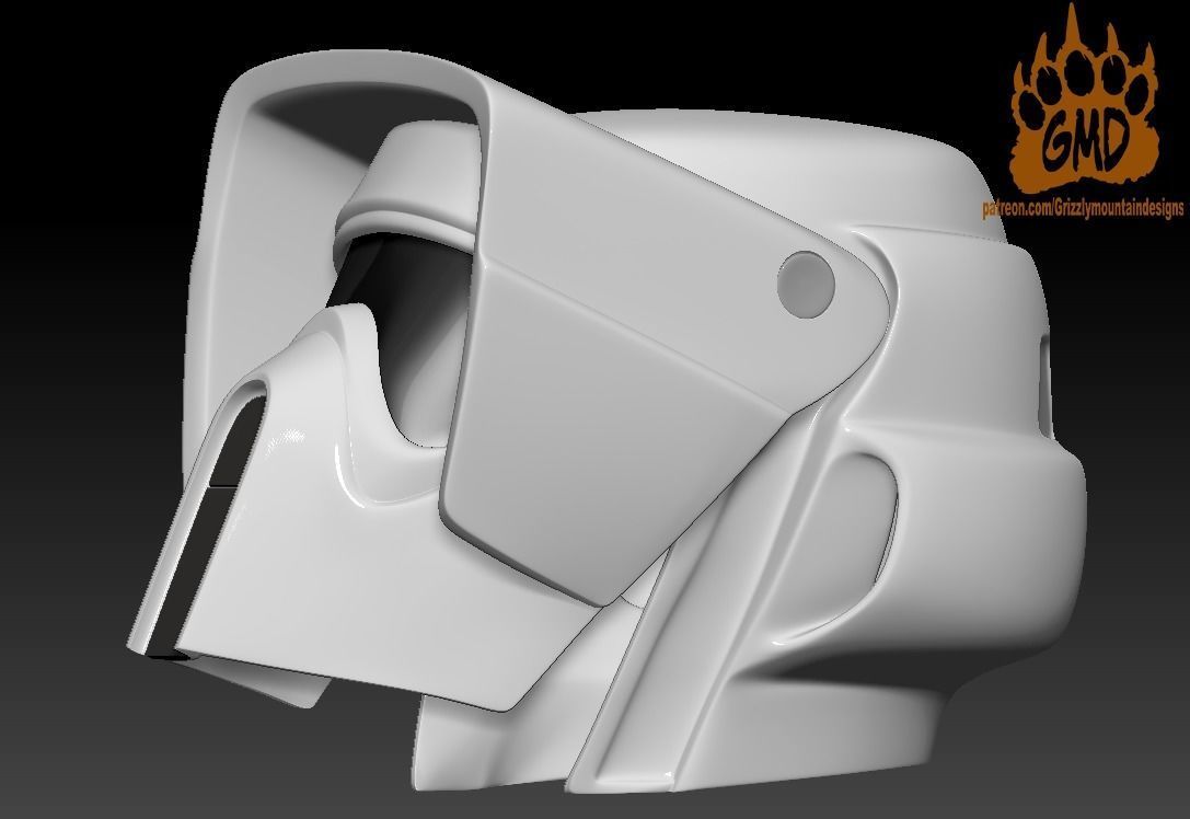 Biker Scout Trooper helmet printable mandalorian 3D print model_9