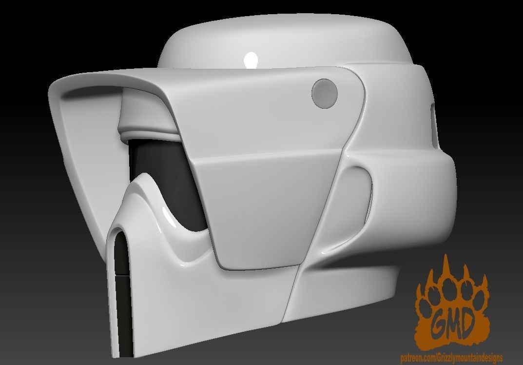 Biker Scout Trooper helmet printable mandalorian 3D print model_8