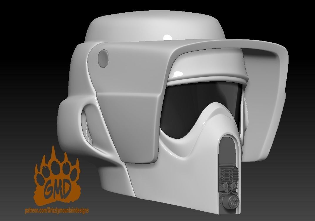 Biker Scout Trooper helmet printable mandalorian 3D print model_4