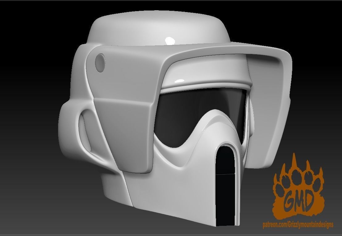 Biker Scout Trooper helmet printable mandalorian 3D print model_6