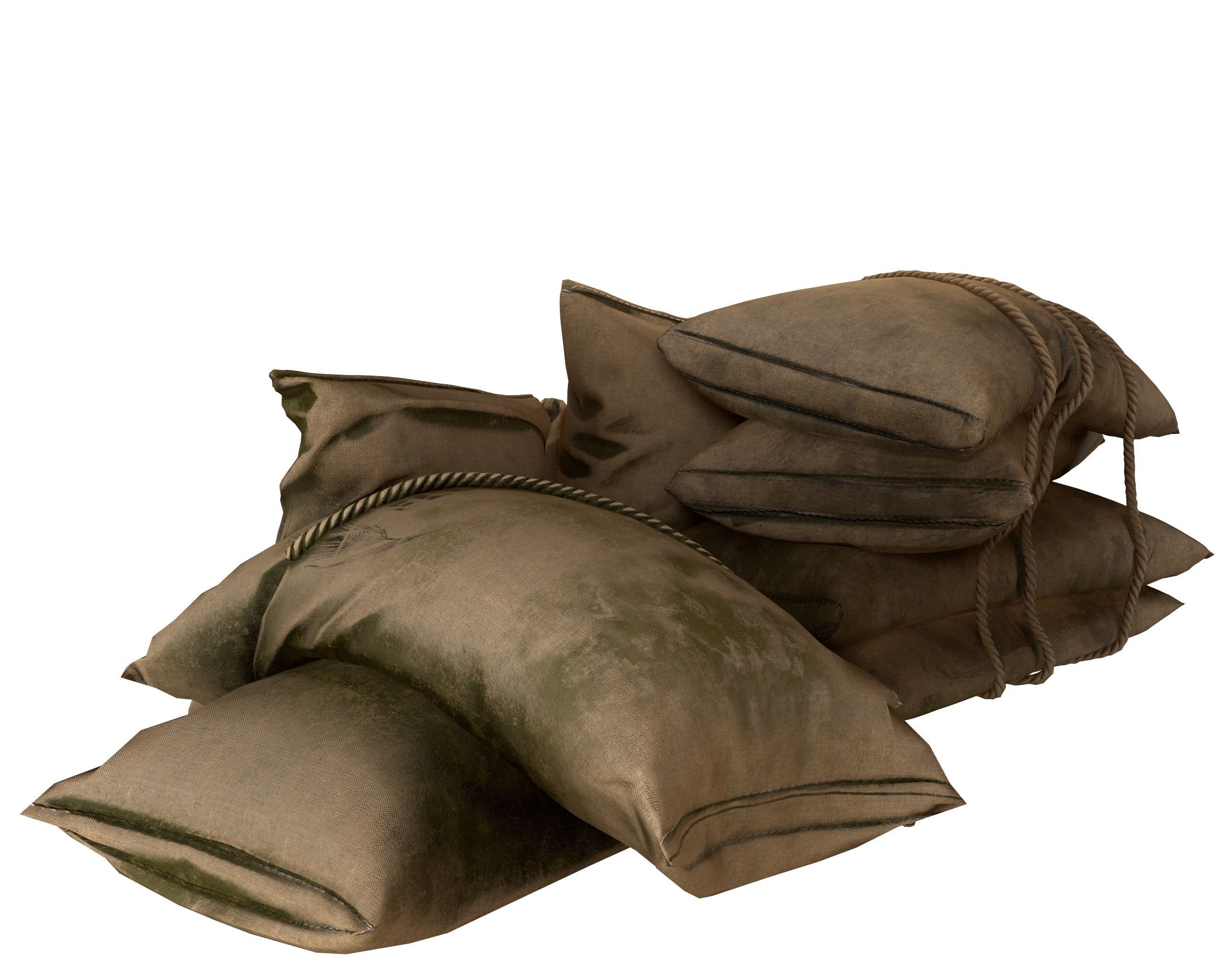 Old Medival Sack Pack Low-poly 3D model_4