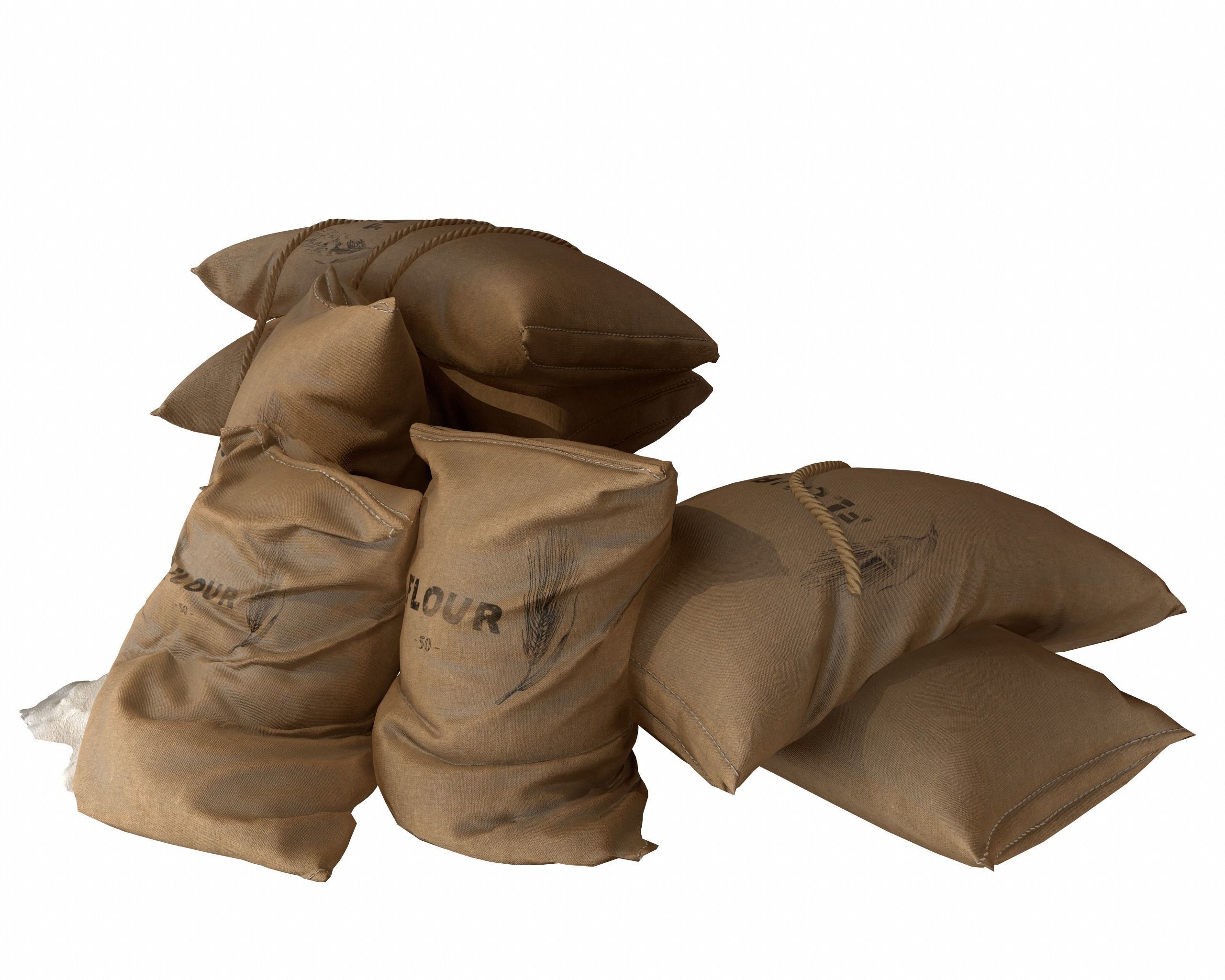 Old Medival Sack Pack Low-poly 3D model_12