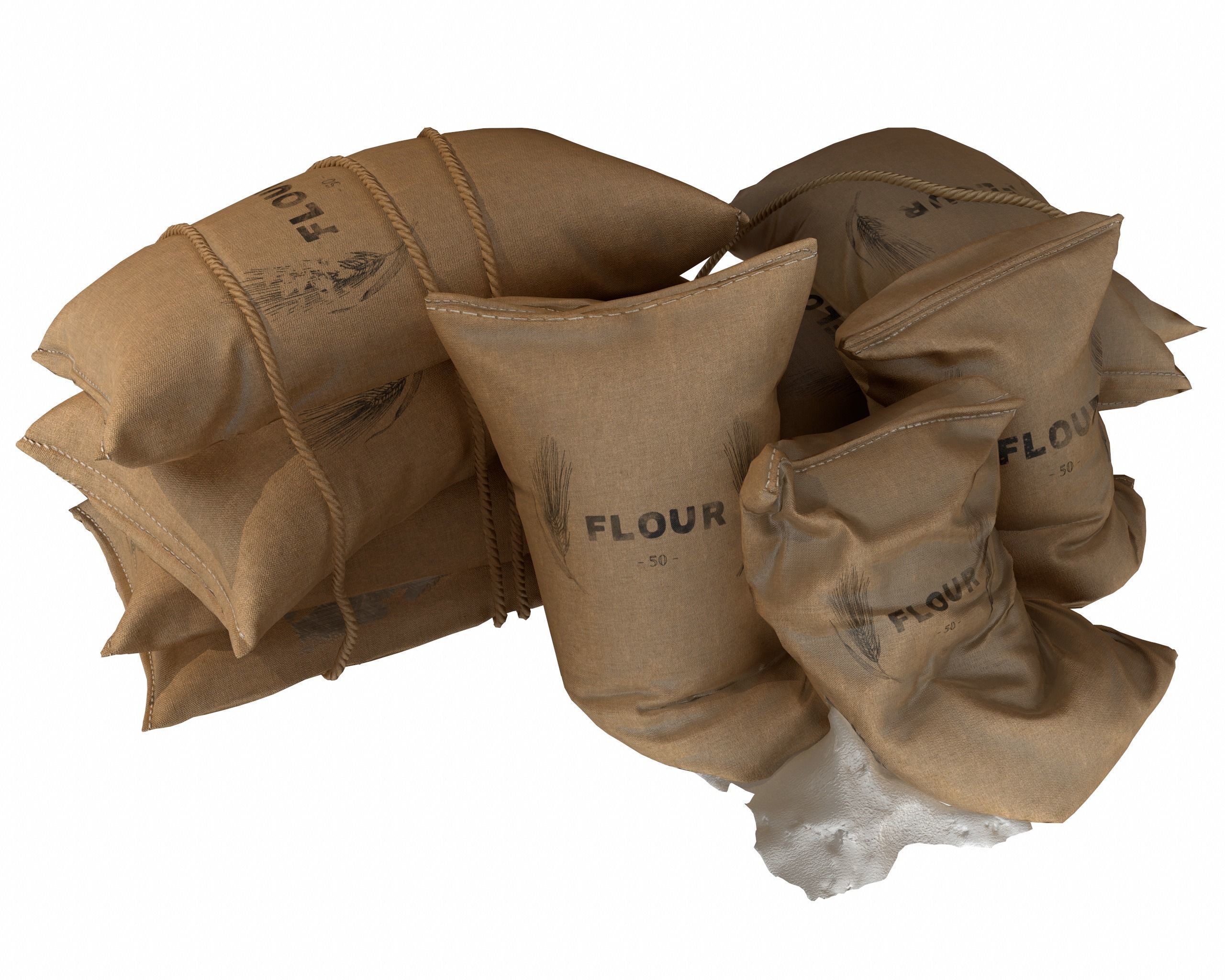 Old Medival Sack Pack Low-poly 3D model_9