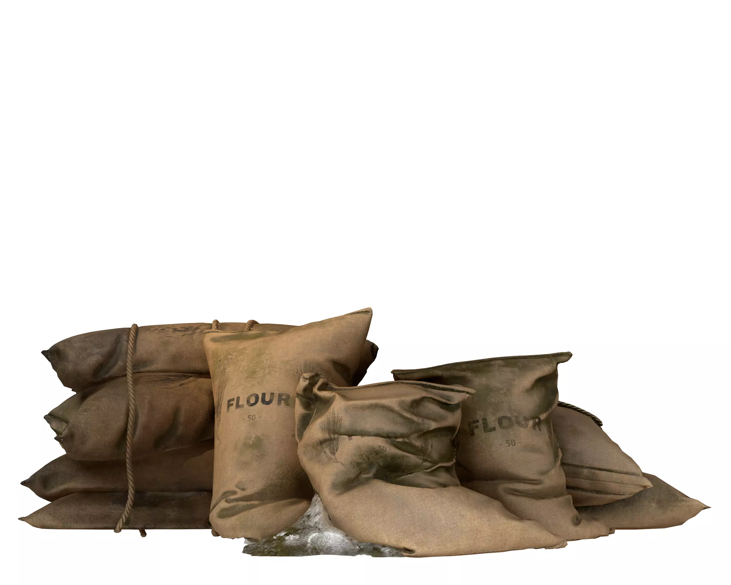 Old Medival Sack Pack Low-poly 3D model_0