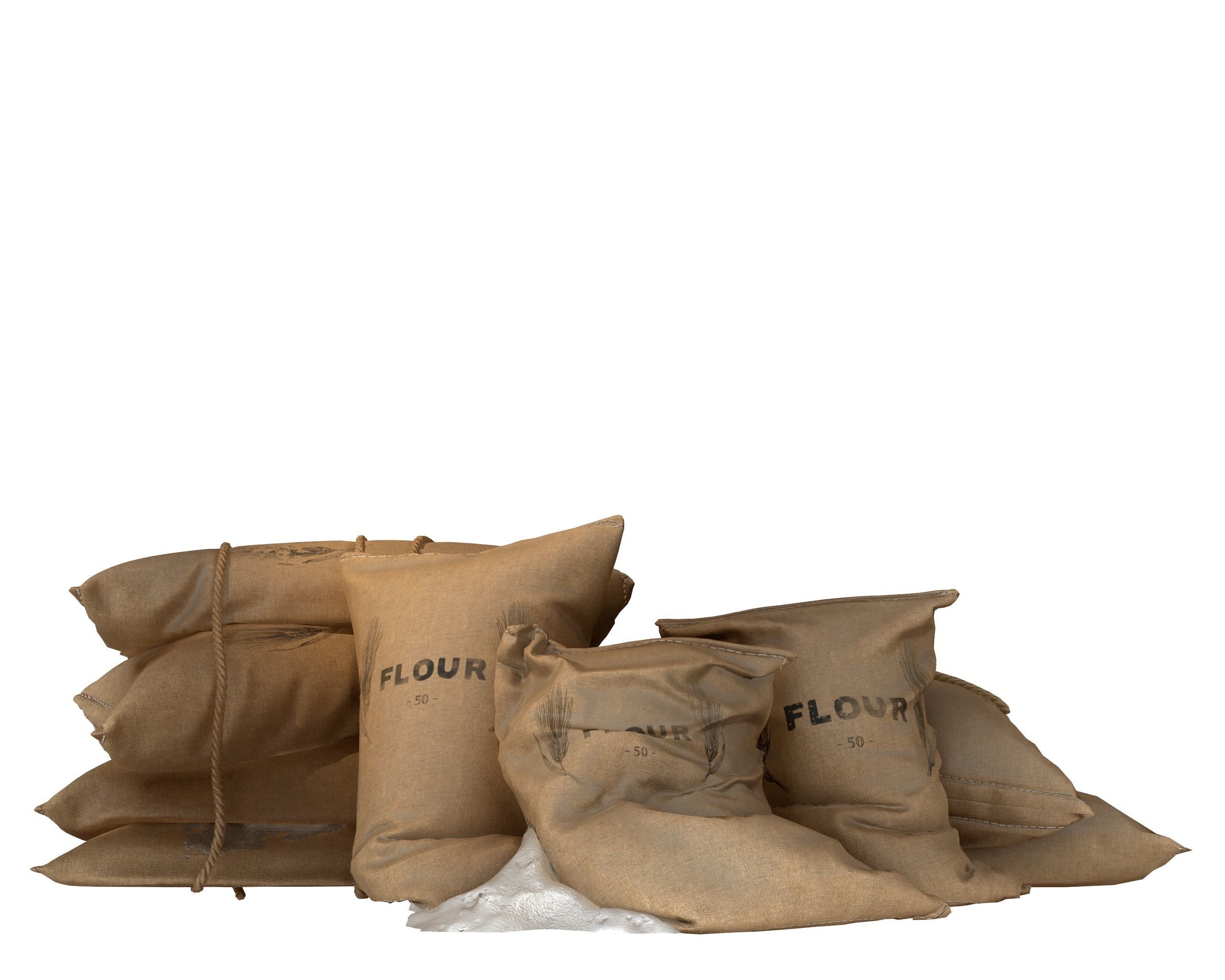 Old Medival Sack Pack Low-poly 3D model_2